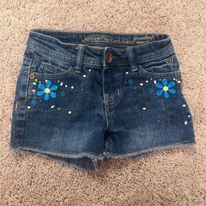 Justice Blue Jean Shorts with Sparkly Embellishments